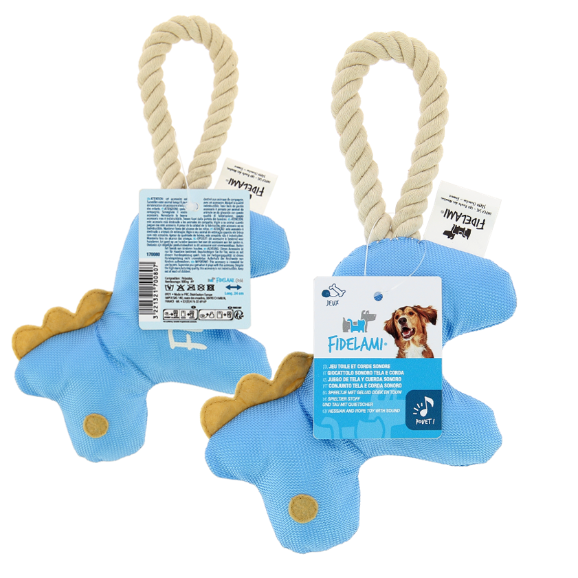 Doudou poney textile et corde