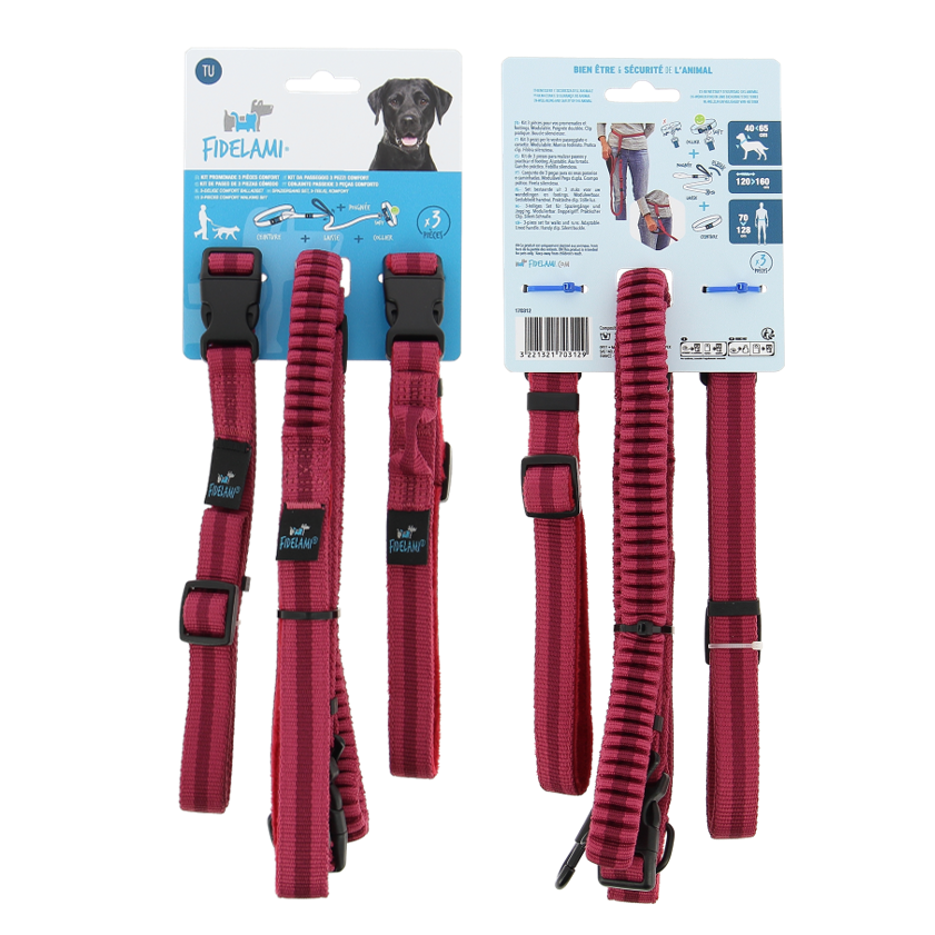 Kit Sport 3 en 1 : collier, laisse, ceinture