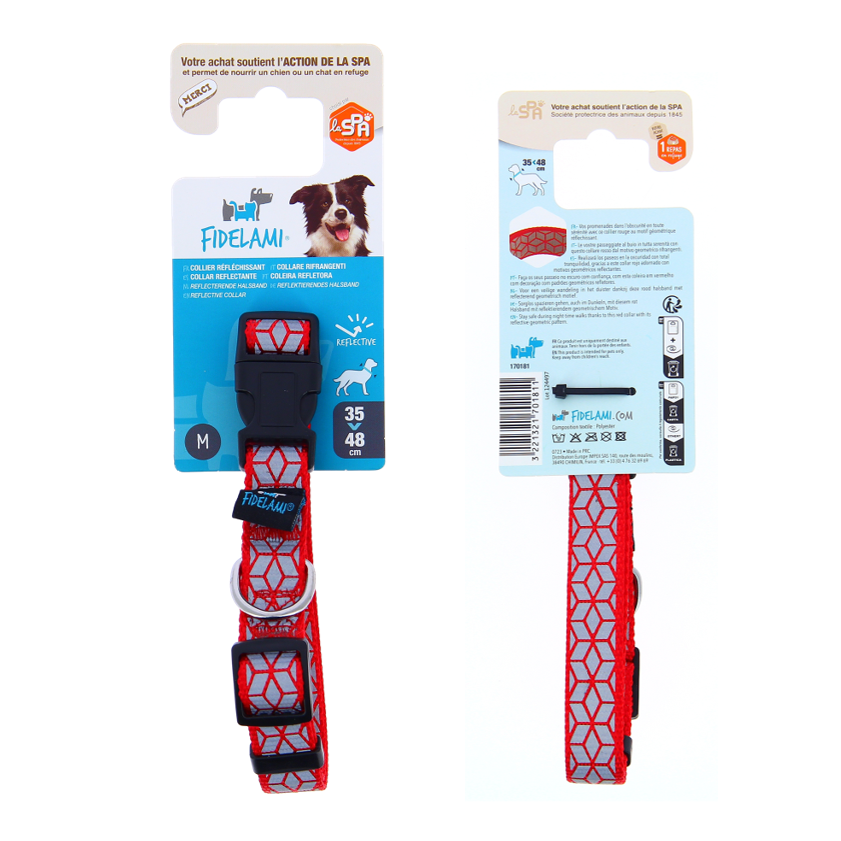 Collier à motifs réfléchissants rouge M