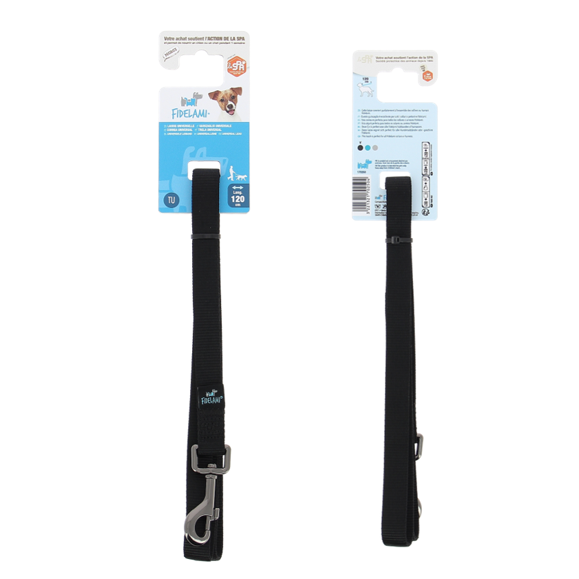 Laisse universelle noire 1,20 m