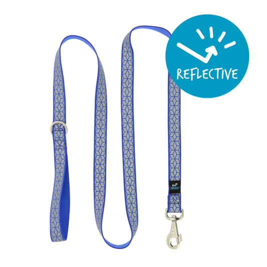 Laisse à motifs réfléchissants bleue 1,80 m
