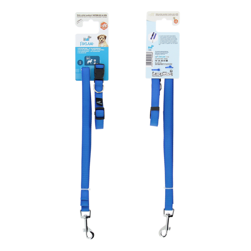 Kit collier/laisse bleu S
