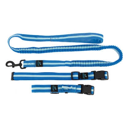 Kit Sport 3 en 1 : collier, laisse ceinture bleu