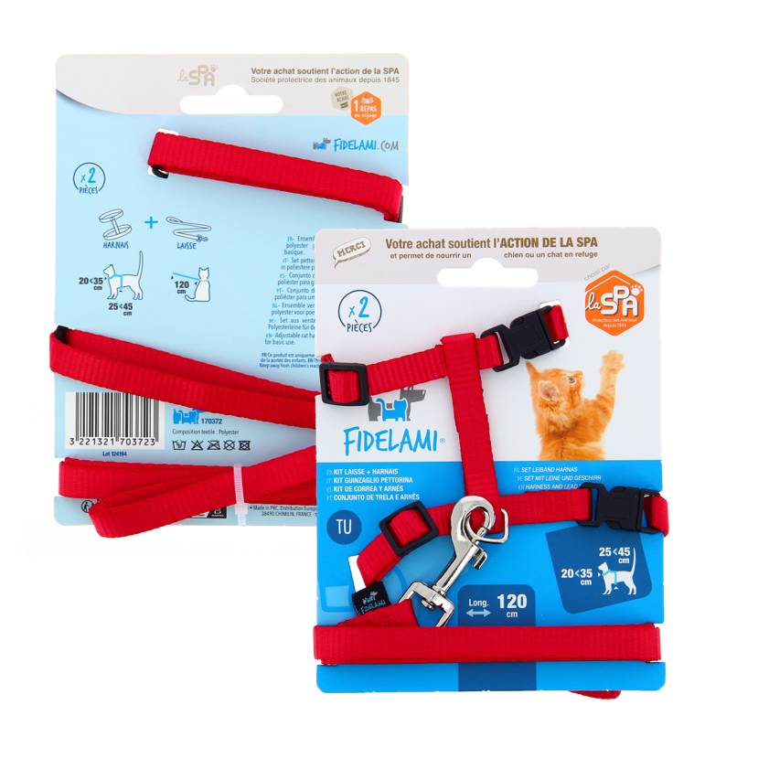 Harnais framboise avec laisse 1,2 m